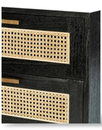 Bloomart Arnitra Modern Rattan Spline Bedside Table with 2 Spacious Storage Drawers Rustic Nightstand for Bedroom