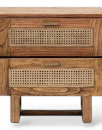 Bloomart Arnitra Modern Rattan Spline Bedside Table with 2 Spacious Storage Drawers Rustic Nightstand for Bedroom