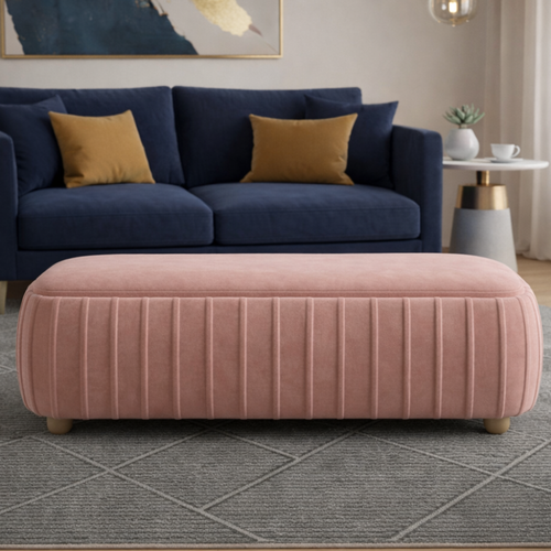 Bloomart  Modern Blush Upholstered Boucle Fabric Bench for Living Room & Bedroom