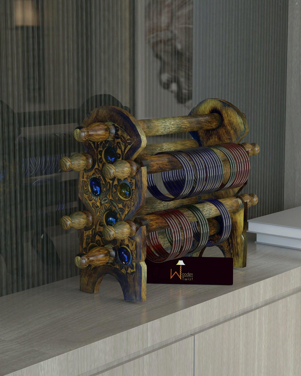 Beautiful Wooden Bangle Stand/Showpiece - WoodenTwist