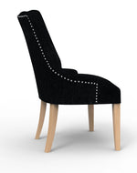 Wooden Twist Crystalline Button Tufted Teak Wood Wingback Chair For Elegant Living Room