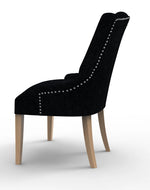 Wooden Twist Crystalline Button Tufted Teak Wood Wingback Chair For Elegant Living Room