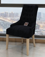 Wooden Button Tufted Teak Wood Dining Chairs ( Set of 2 )