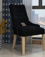 Wooden Button Tufted Teak Wood Dining Chairs ( Set of 2 )