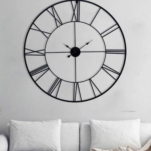 Black Roman Metal Wall Clock 24Inch