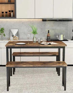 4 - Person Breakfast Nook Dining Table Set with Bench (Metal Legs)