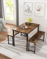 4 - Person Breakfast Nook Dining Table Set with Bench (Metal Legs) - WoodenTwist