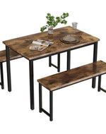 4 - Person Breakfast Nook Dining Table Set with Bench (Metal Legs)