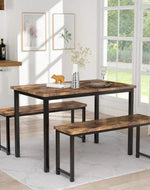 4 - Person Breakfast Nook Dining Table Set with Bench (Metal Legs)