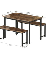 4 - Person Breakfast Nook Dining Table Set with Bench (Metal Legs)