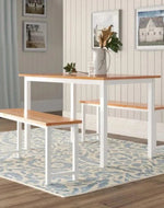 4 - Person Breakfast Nook Dining Table Set with Bench (Metal Legs) - WoodenTwist