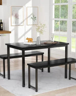 4 - Person Breakfast Nook Dining Table Set with Bench (Metal Legs) - WoodenTwist