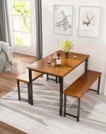 4 - Person Breakfast Nook Dining Table Set with Bench (Metal Legs) - WoodenTwist