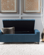 Bloomart Raffinée Solid Wood Flip Top Storage Bench with Soft Upholstery Multipurpose Storage Chest Store Blanket Cushion Pillow