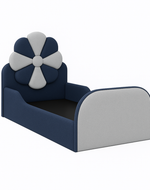 Blue Bloomart & Grey Kids Flower Bed Modern Bed with Safety Sides In Soft Fabric