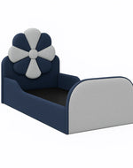 Blue Bloomart & Grey Kids Flower Bed Modern Bed with Safety Sides In Soft Fabric
