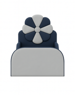 Blue Bloomart & Grey Kids Flower Bed Modern Bed with Safety Sides In Soft Fabric