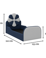 Blue Bloomart & Grey Kids Flower Bed Modern Bed with Safety Sides In Soft Fabric