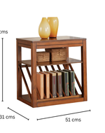 Bloomart Mango Wood & HDHMR End Table with Magazine Rack and Open Storage Shelves – Walnut Finish