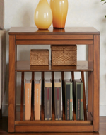 Bloomart Mango Wood & HDHMR End Table with Magazine Rack and Open Storage Shelves – Walnut Finish