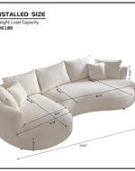 Bloomart Snowy Curved Luxurious Boucle Fabric 3 Seater Sofa with Soft Comfortable Cushions for Modern Living Room