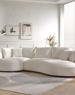 Bloomart Snowy Curved Luxurious Boucle Fabric 3 Seater Sofa with Soft Comfortable Cushions for Modern Living Room