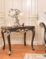 Carved Consoled Side Table in Finished Teak Wood - Bloomart