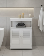 Bloomart Wooden Floor Storage Cabinet with Doors – Organizer Unit for Towels, Bathroom & Living Room Use