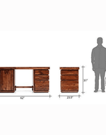 Bloomart Crude Handmade Teak Wood Study Table Office Desk Cabinet Desk with Storage for Home Office