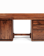 Bloomart Crude Handmade Teak Wood Study Table Office Desk Cabinet Desk with Storage for Home Office