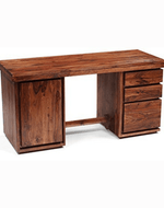 Bloomart Crude Handmade Teak Wood Study Table Office Desk Cabinet Desk with Storage for Home Office