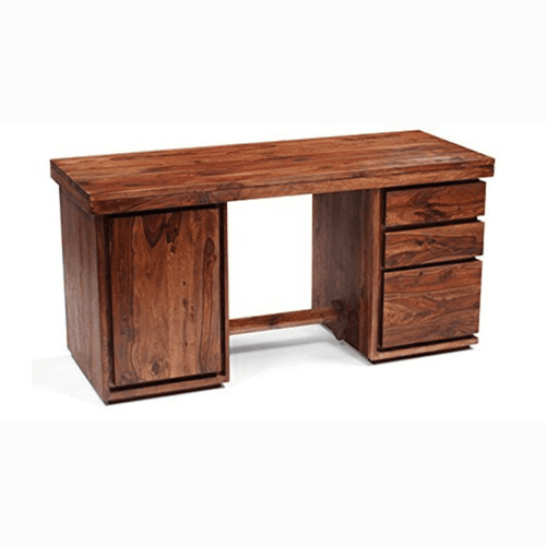 Bloomart Crude Handmade Teak Wood Study Table Office Desk Cabinet Desk with Storage for Home Office