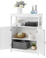 Bloomart Wooden Floor Storage Cabinet with Doors – Organizer Unit for Towels, Bathroom & Living Room Use