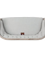 Wooden Flared Arm Loveseat Bench for Living Room Comfort for Backrest (2 Seater, Light Grey)