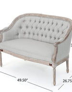 Wooden Flared Arm Loveseat Bench for Living Room Comfort for Backrest (2 Seater, Light Grey)