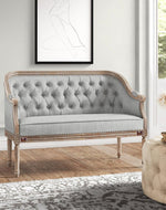 Wooden Flared Arm Loveseat Bench for Living Room Comfort for Backrest (2 Seater, Light Grey) - Bloomart