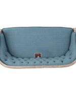 Wooden Flared Arm Loveseat Bench for Living Room Comfort for Backrest (2 Seater, Blue)