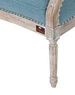 Wooden Flared Arm Loveseat Bench for Living Room Comfort for Backrest (2 Seater, Blue)