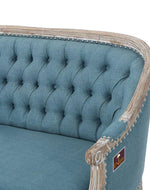 Wooden Flared Arm Loveseat Bench for Living Room Comfort for Backrest (2 Seater, Blue)