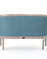 Wooden Flared Arm Loveseat Bench for Living Room Comfort for Backrest (2 Seater, Blue)