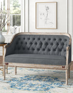 Wooden Flared Arm Loveseat Bench for Living Room Comfort for Backrest (2 Seater, Dark Grey)
