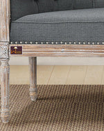 Wooden Flared Arm Loveseat Bench for Living Room Comfort for Backrest (2 Seater, Dark Grey)