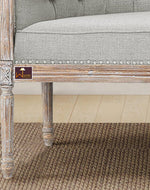 Wooden Flared Arm Loveseat Bench for Living Room Comfort for Backrest (2 Seater, Light Grey)