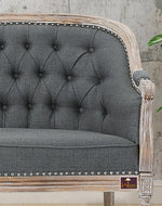 Wooden Flared Arm Loveseat Bench for Living Room Comfort for Backrest (2 Seater, Dark Grey)