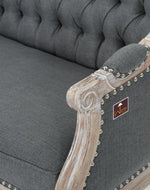 Wooden Flared Arm Loveseat Bench for Living Room Comfort for Backrest (2 Seater, Dark Grey)
