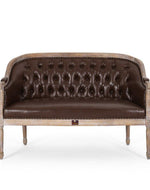 Wooden Flared Arm Loveseat Bench for Living Room Comfort for Backrest (2 Seater, Dark Brown)