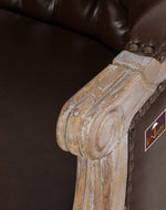 Wooden Flared Arm Loveseat Bench for Living Room Comfort for Backrest (2 Seater, Dark Brown)
