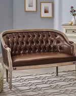 Wooden Flared Arm Loveseat Bench for Living Room Comfort for Backrest (2 Seater, Dark Brown) - Bloomart