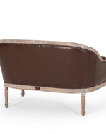 Wooden Flared Arm Loveseat Bench for Living Room Comfort for Backrest (2 Seater, Dark Brown)