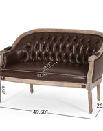 Wooden Flared Arm Loveseat Bench for Living Room Comfort for Backrest (2 Seater, Dark Brown)